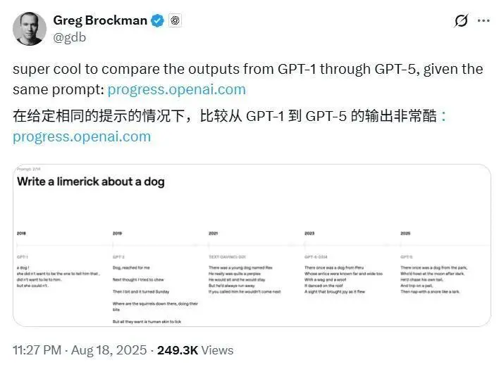 7年了,OpenAI官方給出五代GPT對(duì)比,網(wǎng)友卻懷念起“狂野”初代 7年了,OpenAI官方給出五代GPT對(duì)比,網(wǎng)友卻懷念起“狂野”初代